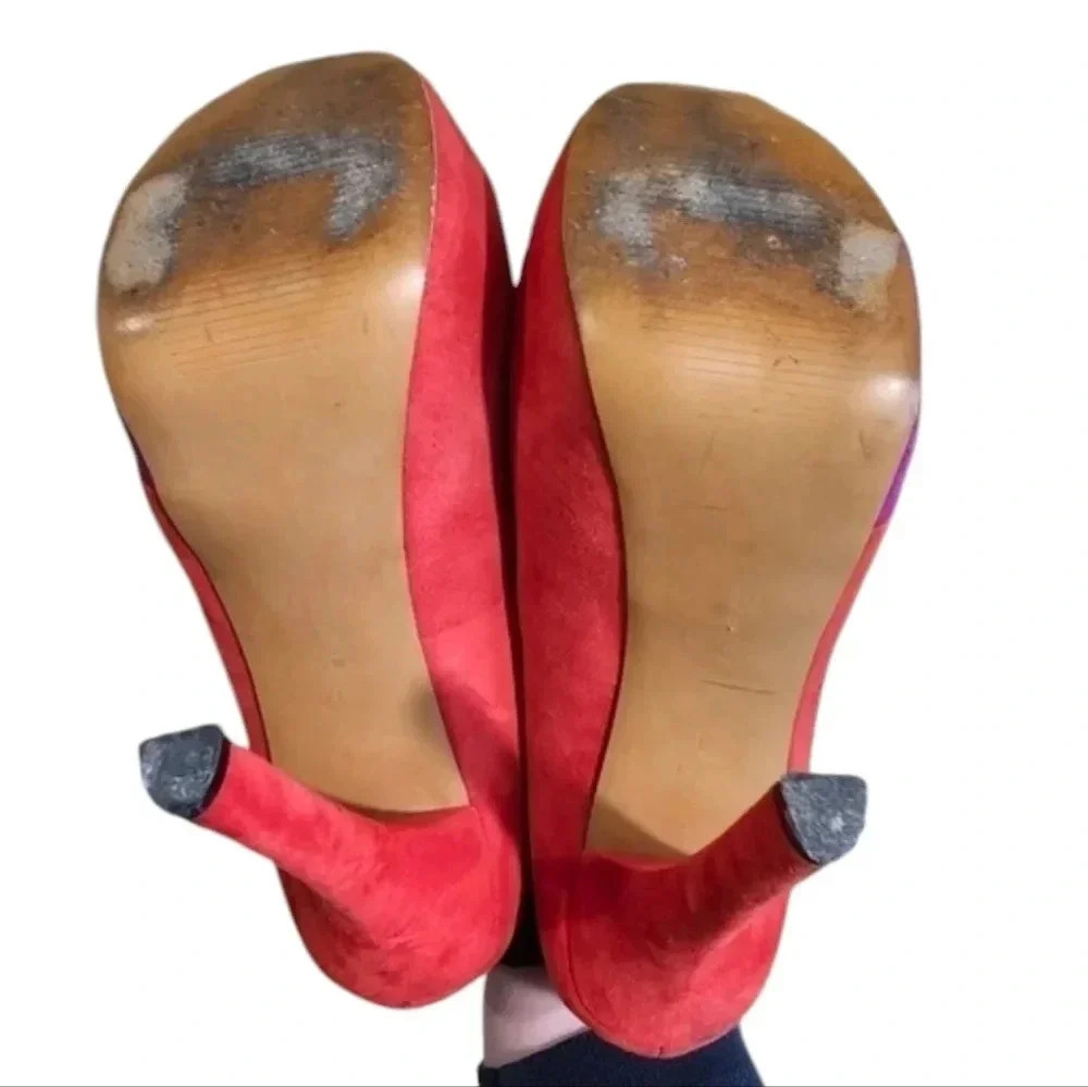 H by Halston Women’s Size 7 Platform Heels Red Purple Suede Y2K Retro Glam - Picture 5 of 6